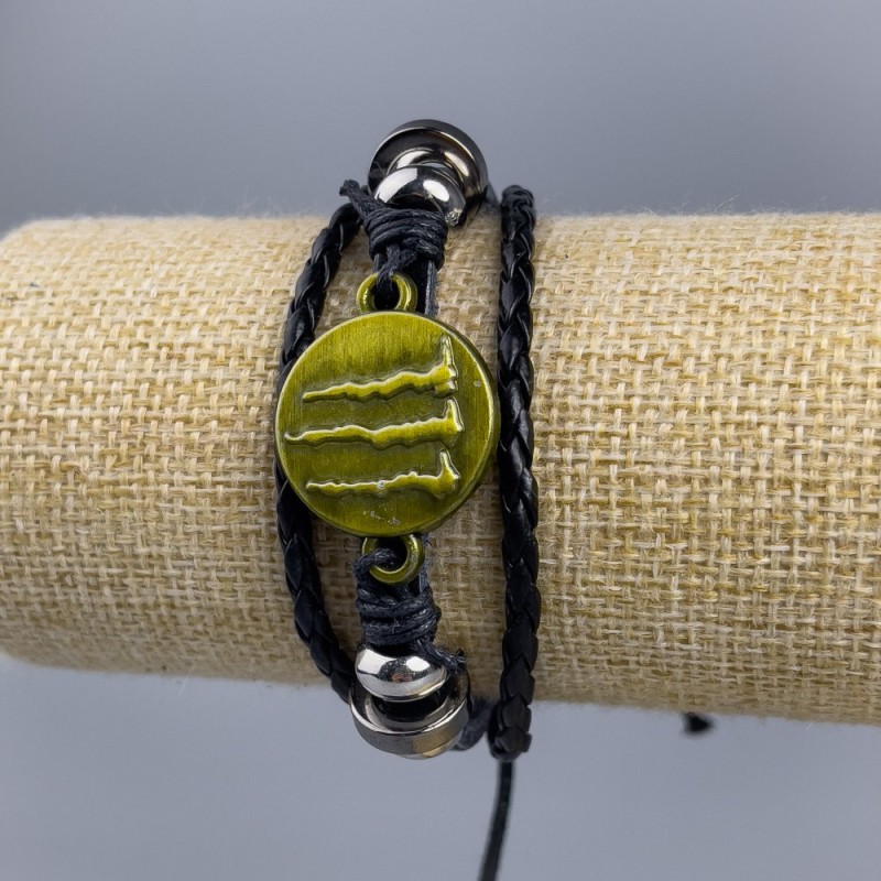 Eco-leather bracelet with gold claws, adjustable sliding fit, 1 pc