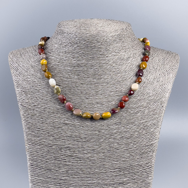 Mookaite Jasper Beaded Necklace, faceted 7×8mm, length 48cm