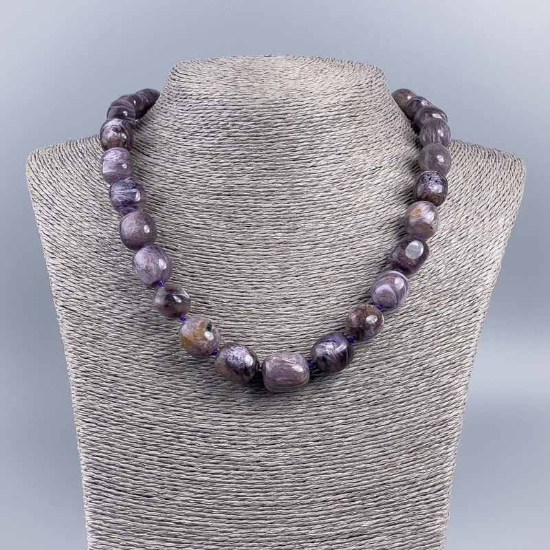 Charoite Bead Necklace, Faceted, 12x15mm approx., length 48cm