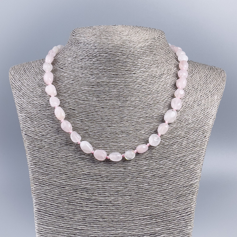 Necklace made of natural stone Rose Quartz faceted beads, diameter 9x10-12mm, length 48cm