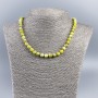 Necklace of natural stone Yellow Jadeite Faceted cube, diameter 7mm±, length 48cm±