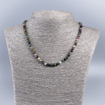 Tourmaline Necklace with Faceted Cube Beads, 5 mm diameter, 48 cm length