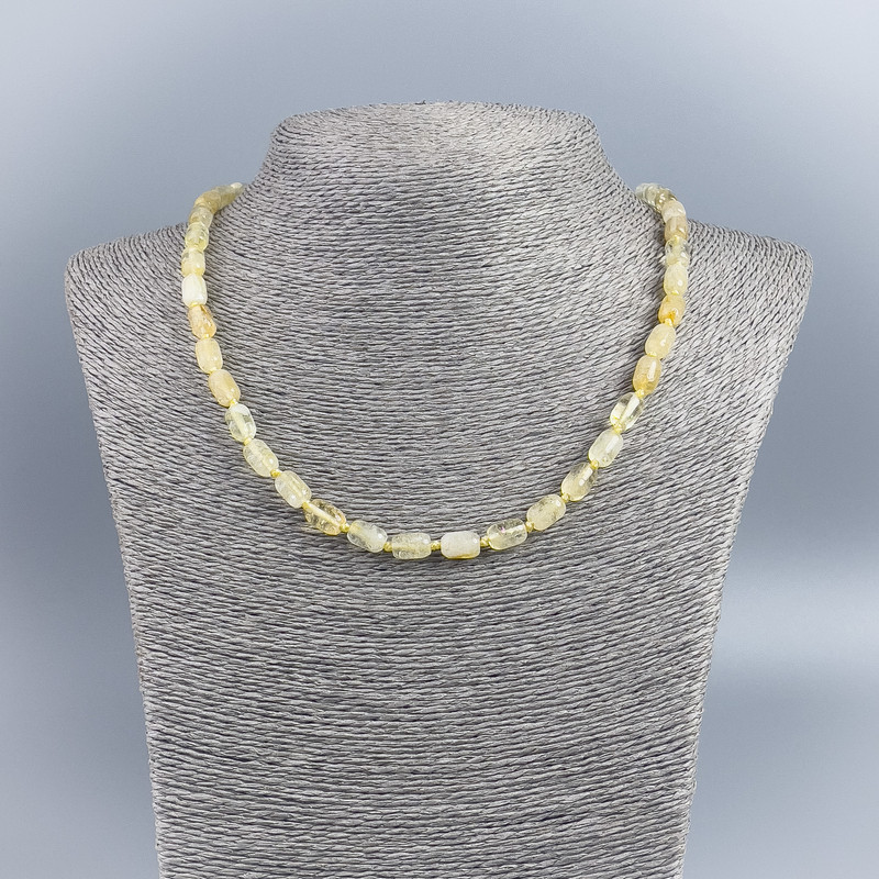 Citrine Cylindrical Bead Necklace, Ø6×9mm, length 48cm