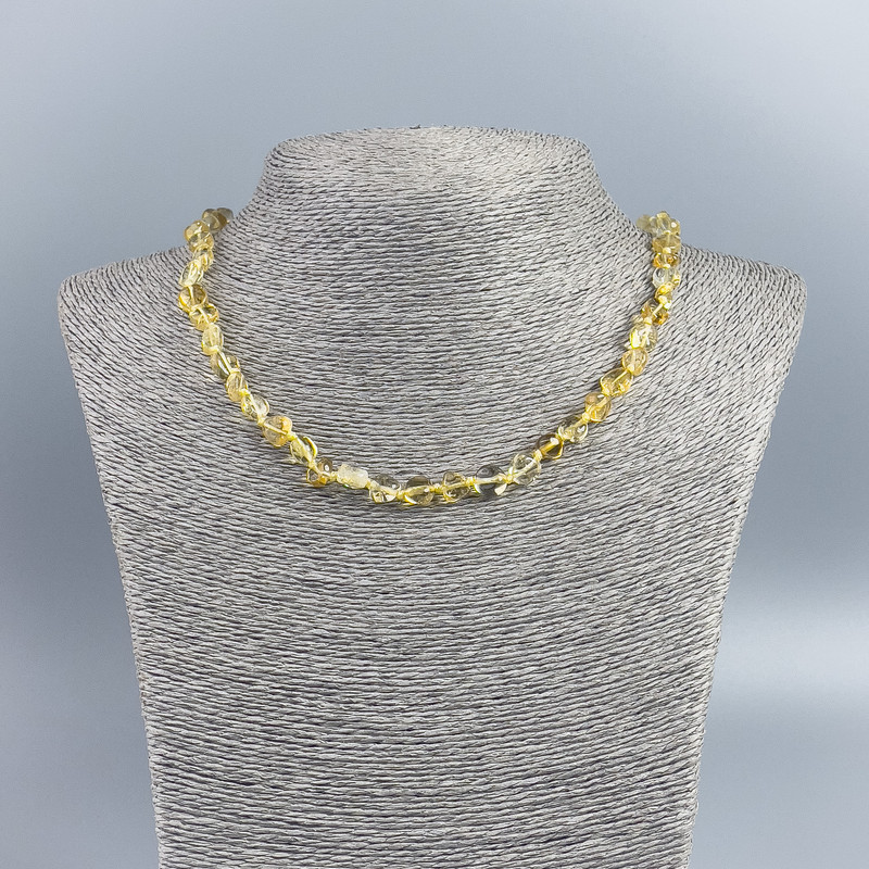 Natural Citrine Gemstone Necklace, Faceted 7–8 mm, 50 cm long