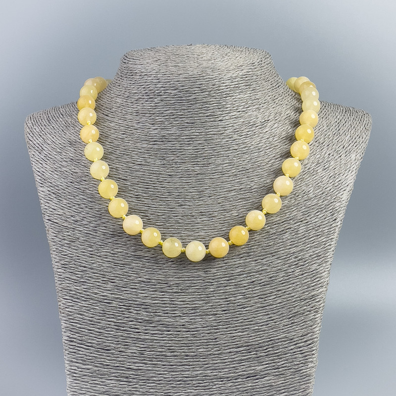 Necklace made of Citrine, opaque smooth round beads, diameter 10.5 mm, length 48 cm