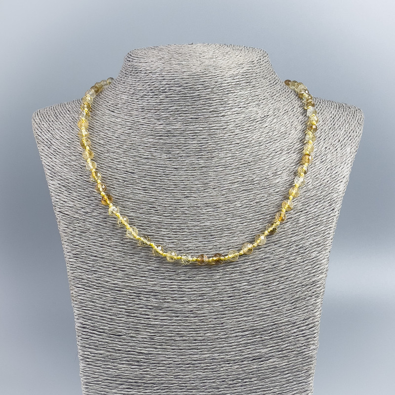Citrine Necklace with faceted bead ball, 6mm diameter, 48cm length