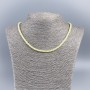 Natural Mother-of-Pearl Choker Necklace (tinted) light lemon smooth rondelle, diameter 4x2mm+/-, length 48cm+