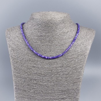 Choker Necklace of Natural Mother-of-Pearl (Tinted) Dark Lavender Smooth Rondelle, Diameter 4x2mm+/-, Length 48cm+