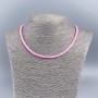 Choker Necklace of Natural Mother-of-Pearl (Tinted) Light Raspberry Smooth Rondelle, Diameter 4x2mm+/-, Length 48cm+