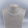 Natural Mother-of-Pearl Choker Necklace (tinted) cool white smooth rondelle, diameter 4x2mm+/-, length 48cm+