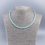 Natural Mother-of-Pearl Choker Necklace (tinted) azure smooth rondelle, diameter 4x2mm+/-, length 48cm+