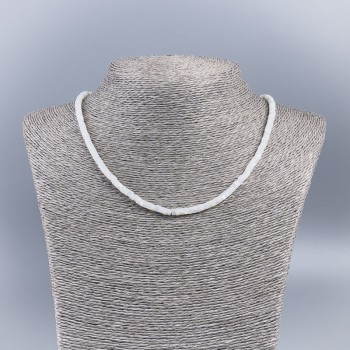 Choker Necklace of Natural Mother-of-Pearl (Tinted) Milky White Smooth Rondelle, Diameter 4x2mm+-, Length 48cm+