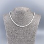 Choker Necklace of Natural Mother-of-Pearl (Tinted) Milky White Smooth Rondelle, Diameter 4x2mm+-, Length 48cm+