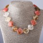 Chalcedony Necklace Diamond-shaped, 45cm length, 20x20mm diameter