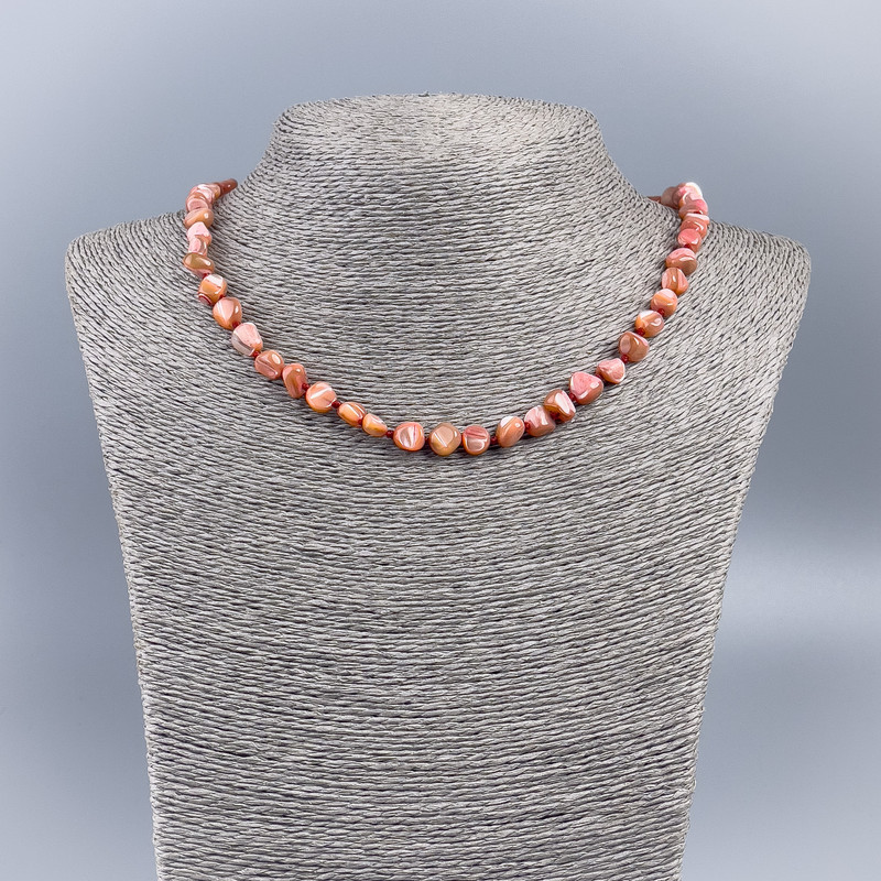 Necklace of Natural Mother-of-Pearl (Tinted) Terracotta Chip, Diameter 8mm+-, Length 50cm+