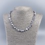 Necklace of Natural Mother-of-Pearl (Tinted) Grey Chip Beads, Diameter 8mm+/-, Length 50cm+