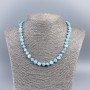Necklace of Natural Mother-of-Pearl (Tinted) Light Blue Chip Beads, Diameter 8mm+/-, Length 50cm+