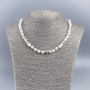 Necklace of Natural Mother-of-Pearl (Tinted) White Rounded Tumbled Beads, Diameter 8mm+/-, Length 48cm+