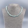 Necklace, Natural Mother-of-Pearl (Tinted) Azure Round Tumbled Beads, Diameter 8mm+/-, Length 48cm+