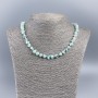 Necklace, Natural Mother-of-Pearl (Tinted) Azure Round Tumbled Beads, Diameter 8mm+/-, Length 48cm+