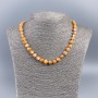 Necklace of Natural Mother-of-P pearl (dyed) orange round bead, diameter 8mm±, length 48cm±