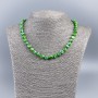 Necklace of natural mother-of-pearl (tinted) green round coin beads, diameter 8mm±, length 48cm±