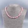 Necklace made from natural mother-of-pearl (toned) pink round nugget, diameter 8mm±, length 48cm±