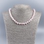 Natural Stone Necklace - Rose Quartz, smooth round beads 8–9mm, length 50cm