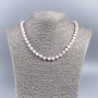 Necklace of natural stone Pink quartz smooth bead, diameter 6-7mm, length 50cm