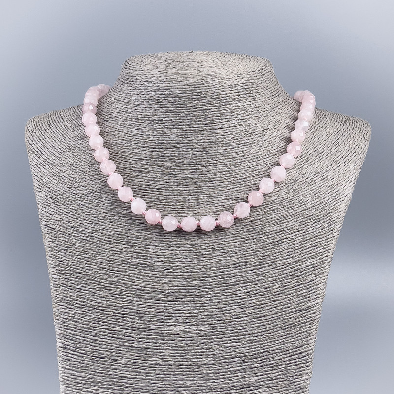 Necklace made of natural stone - Rose quartz, faceted bead, diameter 8mm, length 50cm