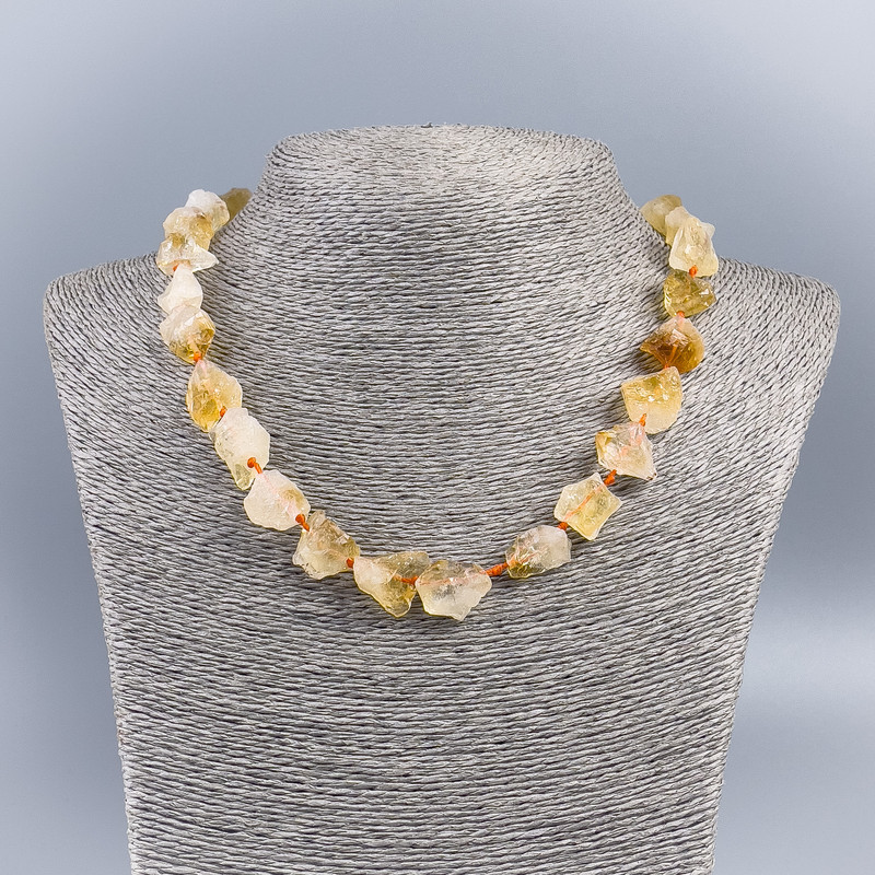 Unpolished gemstone citrine nugget necklace, 12x15mm diameter, length 45cm