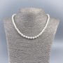 Necklace made from natural white mother-of-pearl rondelle barrel beads, diameter 6×6 mm ±, length 48 cm ±
