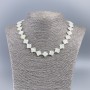Necklace of natural white mother-of-pearl in shamrock shape, diameter 11x13x3mm±, length 50cm±