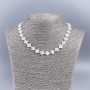 Necklace made of natural white mother-of-pearl in shamrock shape, diameter 8x10x2mm ±, length 50cm ±
