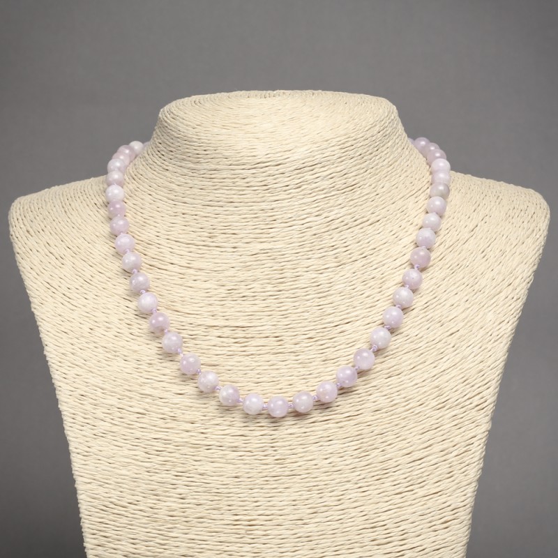 Necklace made of natural Kunzite, smooth beads, diameter 7.5mm, length 45cm
