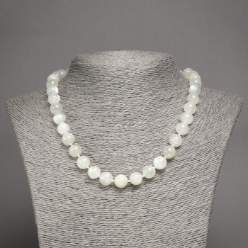 Adularia Natural Stone Bead Necklace, smooth round beads, 10 mm diameter, length 45 cm
