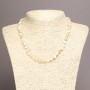 Necklace made of natural mother-of-pearl, beige. round tumbled, diameter 7×5mm±, length 45cm±