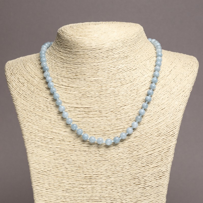 Aquamarine Beads Smooth Ball 6mm Diameter ±, Length 45cm±