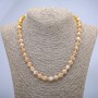 Necklace made from natural beige mother-of-pearl, smooth round beads, diameter 8mm ±, length 45cm ±