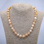 Necklace of natural beige mother-of-pearl smooth beads, diameter 10mm±, length 45cm±