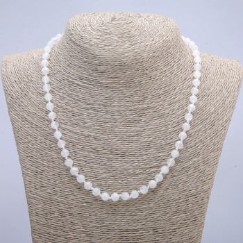 Adularia Natural Stone Necklace, Smooth Round Beads, 8mm Diameter, 45cm Length +