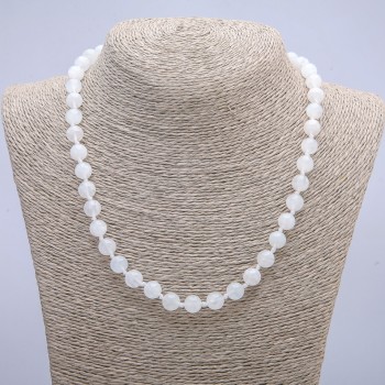 Adularia natural stone necklace Smooth ball beads 6mm diameter, 45cm length +