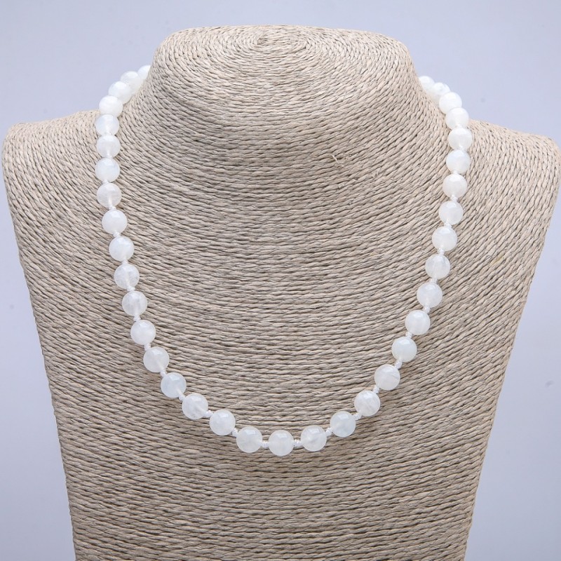 Adularia natural stone necklace Smooth ball beads 6mm diameter, 45cm length +