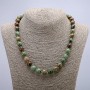 Green Jasper Natural Stone Necklace, Smooth Round Beads, Diameter 10mm+/-, Length 46cm