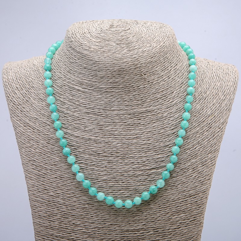 Necklace made of natural jadeite, smooth beads, diameter 6(±)mm, length 46cm+