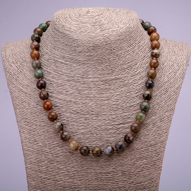 Jasper Bead Necklace, smooth round beads, diameter 10(±)mm, length 45cm