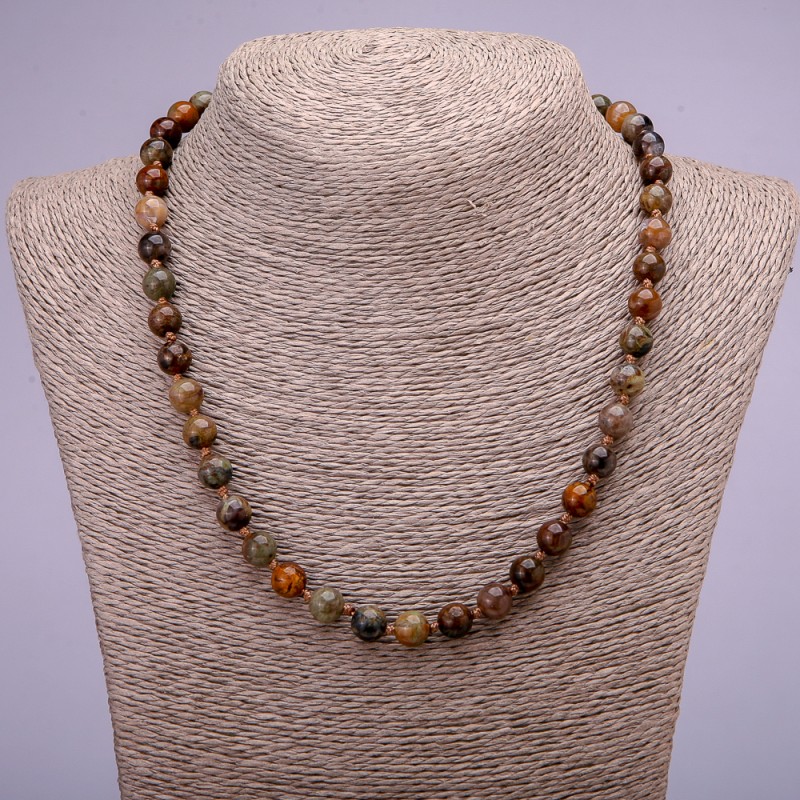 Jasper Bead Necklace made from Natural Stone, smooth round beads, diameter 8(±)mm, length 45cm