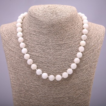Adularia Natural Stone Necklace with Smooth Beads, 10mm diameter (±), 45cm length