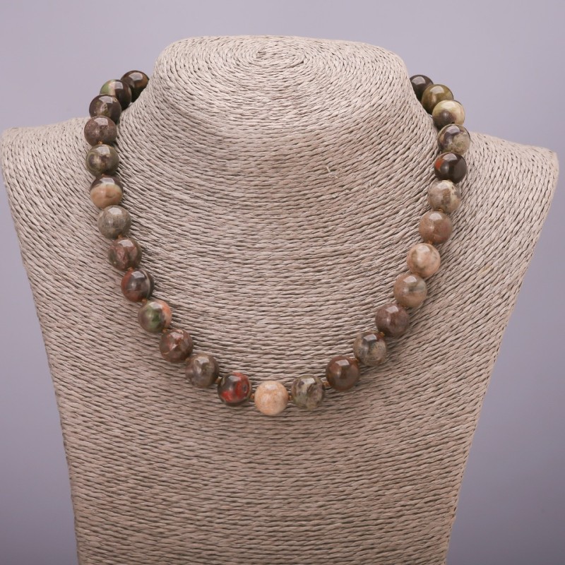Natural Stone Jasper Picasso Beads Smooth Round Bead, diameter 12(±)mm, length 45cm