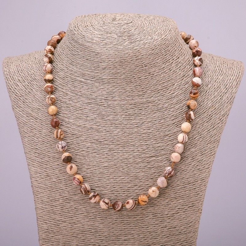 Gemstone Necklace of Faceted Jasper Beads, 8mm (±) diameter, 48cm length